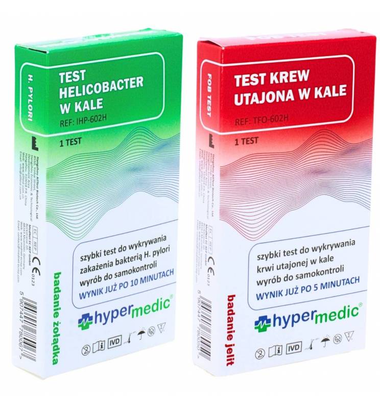 ZESTAW ZDROWY ŻOŁĄDEK TEST HELICOBACTER PYLORI + KREW UTAJONA W KALE FOB HYPERMEDIC