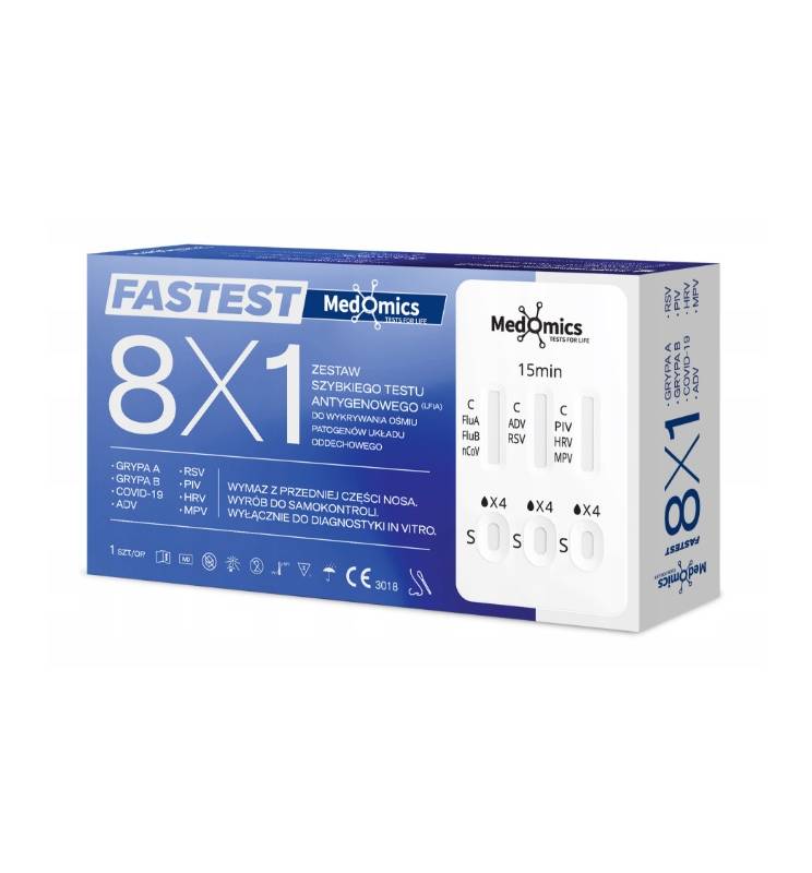 Test Combo 8w1 Medomics COVID-19, GRYPA A+B, RSV, ADV, PIV, HRV, MPV